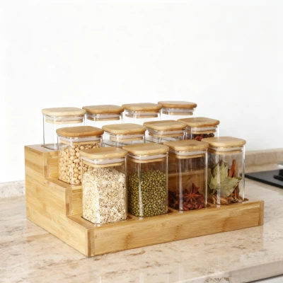 Sett ta' Canister tal-Ħġieġ Kwadru ta' 12-il Biċċa